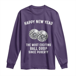 Funny New Years Eve Long Sleeve Shirt Ball Drop Rude Adult Humor TS10 Purple Print Your Wear