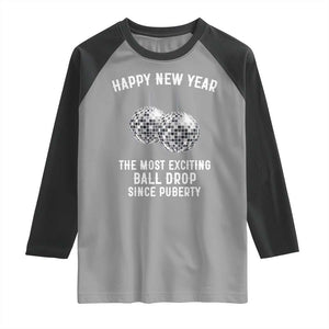 Funny New Years Eve Raglan Shirt Ball Drop Rude Adult Humor TS10 Sport Gray Black Print Your Wear