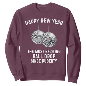 Funny New Years Eve Sweatshirt Ball Drop Rude Adult Humor TS10 Maroon Print Your Wear