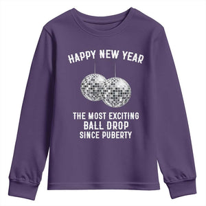 Funny New Years Eve Youth Sweatshirt Ball Drop Rude Adult Humor TS10 Purple Print Your Wear