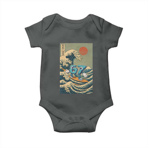 67 Surfing Japanese Baby Onesie Funny Great Wave Off Kanagawa Six Seven Brainrot Meme TS10 Dark Heather Print Your Wear