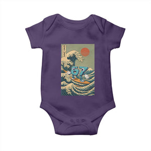 67 Surfing Japanese Baby Onesie Funny Great Wave Off Kanagawa Six Seven Brainrot Meme TS10 Purple Print Your Wear