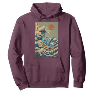 67 Surfing Japanese Hoodie Funny Great Wave Off Kanagawa Six Seven Brainrot Meme TS10 Maroon Print Your Wear