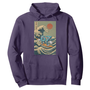 67 Surfing Japanese Hoodie Funny Great Wave Off Kanagawa Six Seven Brainrot Meme TS10 Purple Print Your Wear