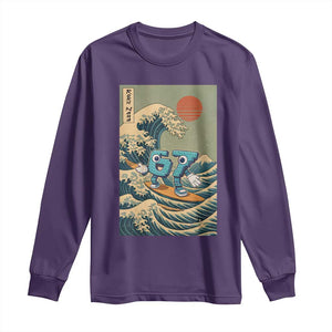 67 Surfing Japanese Long Sleeve Shirt Funny Great Wave Off Kanagawa Six Seven Brainrot Meme TS10 Purple Print Your Wear