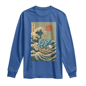 67 Surfing Japanese Long Sleeve Shirt Funny Great Wave Off Kanagawa Six Seven Brainrot Meme TS10 Royal Blue Print Your Wear