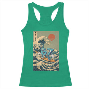 67 Surfing Japanese Racerback Tank Top Funny Great Wave Off Kanagawa Six Seven Brainrot Meme TS10 Irish Green Print Your Wear