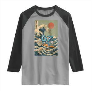 67 Surfing Japanese Raglan Shirt Funny Great Wave Off Kanagawa Six Seven Brainrot Meme TS10 Sport Gray Black Print Your Wear