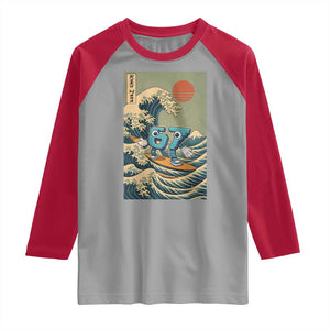 67 Surfing Japanese Raglan Shirt Funny Great Wave Off Kanagawa Six Seven Brainrot Meme TS10 Sport Gray Red Print Your Wear