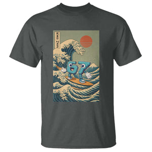 67 Surfing Japanese T Shirt Funny Great Wave Off Kanagawa Six Seven Brainrot Meme TS10 Dark Heather Print Your Wear