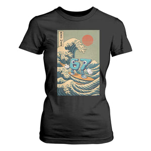 67 Surfing Japanese T Shirt For Women Funny Great Wave Off Kanagawa Six Seven Brainrot Meme TS10 Black Print Your Wear