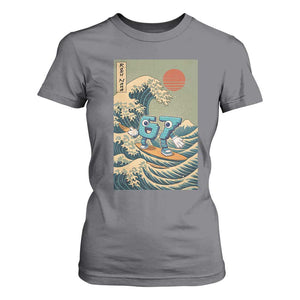 67 Surfing Japanese T Shirt For Women Funny Great Wave Off Kanagawa Six Seven Brainrot Meme TS10 Charcoal Print Your Wear