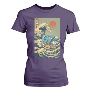 67 Surfing Japanese T Shirt For Women Funny Great Wave Off Kanagawa Six Seven Brainrot Meme TS10 Purple Print Your Wear