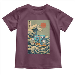 67 Surfing Japanese Toddler T Shirt Funny Great Wave Off Kanagawa Six Seven Brainrot Meme TS10 Maroon Print Your Wear