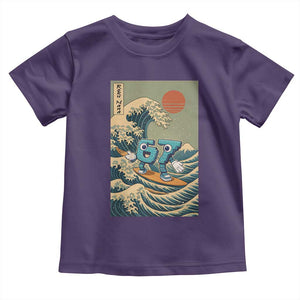 67 Surfing Japanese Toddler T Shirt Funny Great Wave Off Kanagawa Six Seven Brainrot Meme TS10 Purple Print Your Wear
