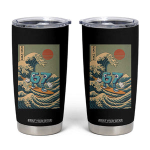 67 Surfing Japanese Tumbler Cup Funny Great Wave Off Kanagawa Six Seven Brainrot Meme TS10 Black Print Your Wear