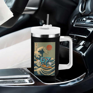67 Surfing Japanese Tumbler With Handle Funny Great Wave Off Kanagawa Six Seven Brainrot Meme TS10 Print Your Wear