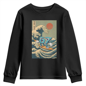 67 Surfing Japanese Youth Sweatshirt Funny Great Wave Off Kanagawa Six Seven Brainrot Meme TS10 Black Print Your Wear