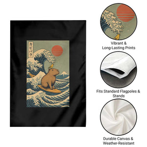 Capybara Surfing Japanese Garden Flag Vintage Great Wave Off Kanagawa Anime Kawaii TS10 Print Your Wear