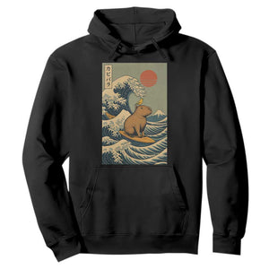 Capybara Surfing Japanese Hoodie Vintage Great Wave Off Kanagawa Anime Kawaii TS10 Black Print Your Wear