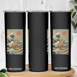 Capybara Surfing Japanese Skinny Tumbler Vintage Great Wave Off Kanagawa Anime Kawaii TS10 Print Your Wear