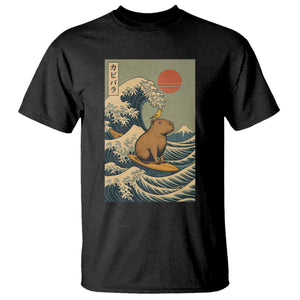 Capybara Surfing Japanese T Shirt Vintage Great Wave Off Kanagawa Anime Kawaii TS10 Black Print Your Wear