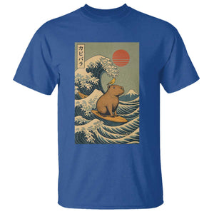 Capybara Surfing Japanese T Shirt Vintage Great Wave Off Kanagawa Anime Kawaii TS10 Royal Blue Print Your Wear