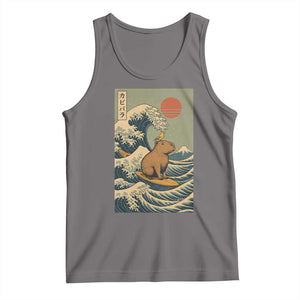 Capybara Surfing Japanese Tank Top Vintage Great Wave Off Kanagawa Anime Kawaii TS10 Deep Heather Print Your Wear