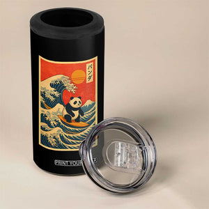 Panda Surfing Japanese 4 in 1 Can Cooler Tumbler Vintage Great Wave Off Kanagawa Anime Kawaii TS10 Print Your Wear