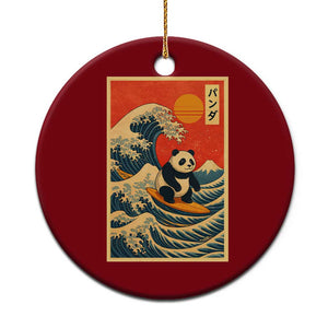 Panda Surfing Japanese Ceramic Ornament Vintage Great Wave Off Kanagawa Anime Kawaii TS10 1pc Red Print Your Wear
