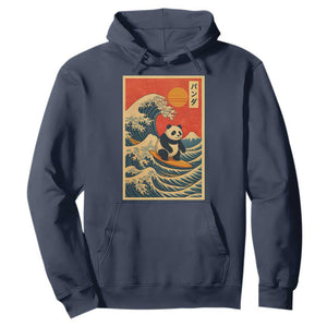 Panda Surfing Japanese Hoodie Vintage Great Wave Off Kanagawa Anime Kawaii TS10 Navy Print Your Wear