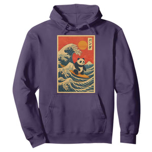 Panda Surfing Japanese Hoodie Vintage Great Wave Off Kanagawa Anime Kawaii TS10 Purple Print Your Wear