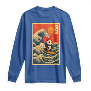 Panda Surfing Japanese Long Sleeve Shirt Vintage Great Wave Off Kanagawa Anime Kawaii TS10 Royal Blue Print Your Wear