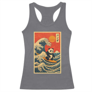 Panda Surfing Japanese Racerback Tank Top Vintage Great Wave Off Kanagawa Anime Kawaii TS10 Charcoal Print Your Wear