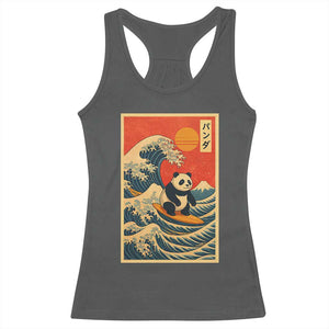 Panda Surfing Japanese Racerback Tank Top Vintage Great Wave Off Kanagawa Anime Kawaii TS10 Dark Heather Print Your Wear