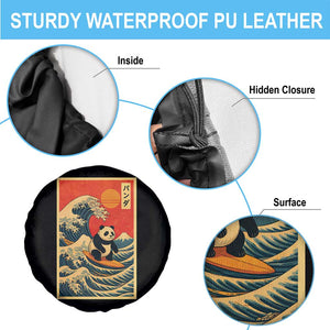 Panda Surfing Japanese Spare Tire Cover Vintage Great Wave Off Kanagawa Anime Kawaii TS10 Print Your Wear