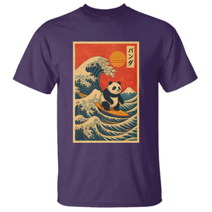 Panda Surfing Japanese T Shirt Vintage Great Wave Off Kanagawa Anime Kawaii TS10 Purple Print Your Wear