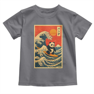 Panda Surfing Japanese Toddler T Shirt Vintage Great Wave Off Kanagawa Anime Kawaii TS10 Charcoal Print Your Wear