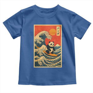 Panda Surfing Japanese Toddler T Shirt Vintage Great Wave Off Kanagawa Anime Kawaii TS10 Royal Blue Print Your Wear