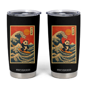 Panda Surfing Japanese Tumbler Cup Vintage Great Wave Off Kanagawa Anime Kawaii TS10 Black Print Your Wear