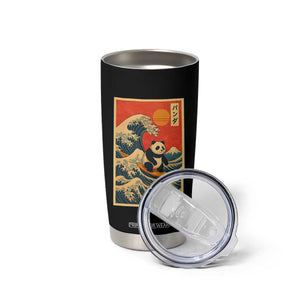 Panda Surfing Japanese Tumbler Cup Vintage Great Wave Off Kanagawa Anime Kawaii TS10 Print Your Wear