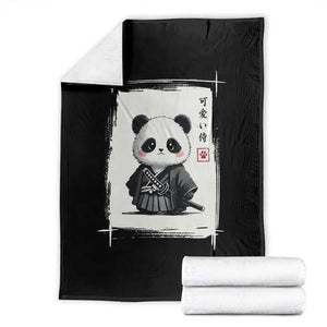Kawaii Anime Samurai Panda Throw Blanket Vintage Sumi-e Japanese Art Funny Panda Lovers TS10 Black Print Your Wear