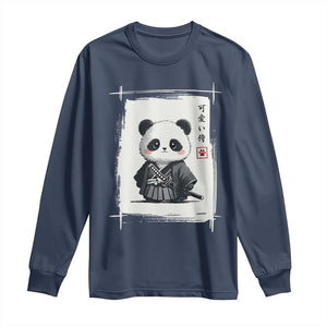 Kawaii Anime Samurai Panda Long Sleeve Shirt Vintage Sumi-e Japanese Art Funny Panda Lovers TS10 Navy Print Your Wear