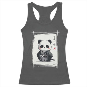 Kawaii Anime Samurai Panda Racerback Tank Top Vintage Sumi-e Japanese Art Funny Panda Lovers TS10 Dark Heather Print Your Wear