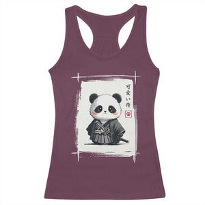 Kawaii Anime Samurai Panda Racerback Tank Top Vintage Sumi-e Japanese Art Funny Panda Lovers TS10 Maroon Print Your Wear