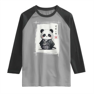 Kawaii Anime Samurai Panda Raglan Shirt Vintage Sumi-e Japanese Art Funny Panda Lovers TS10 Sport Gray Black Print Your Wear