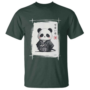 Kawaii Anime Samurai Panda T Shirt Vintage Sumi-e Japanese Art Funny Panda Lovers TS10 Dark Forest Green Print Your Wear