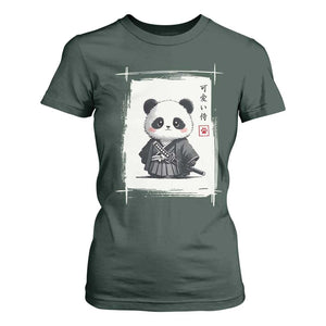 Kawaii Anime Samurai Panda T Shirt For Women Vintage Sumi-e Japanese Art Funny Panda Lovers TS10 Dark Forest Green Print Your Wear