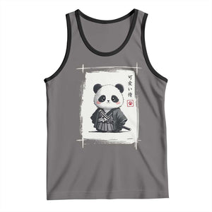 Kawaii Anime Samurai Panda Tank Top Vintage Sumi-e Japanese Art Funny Panda Lovers TS10 Deep Heather Black Print Your Wear