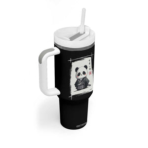 Kawaii Anime Samurai Panda Tumbler With Handle Vintage Sumi-e Japanese Art Funny Panda Lovers TS10 Print Your Wear